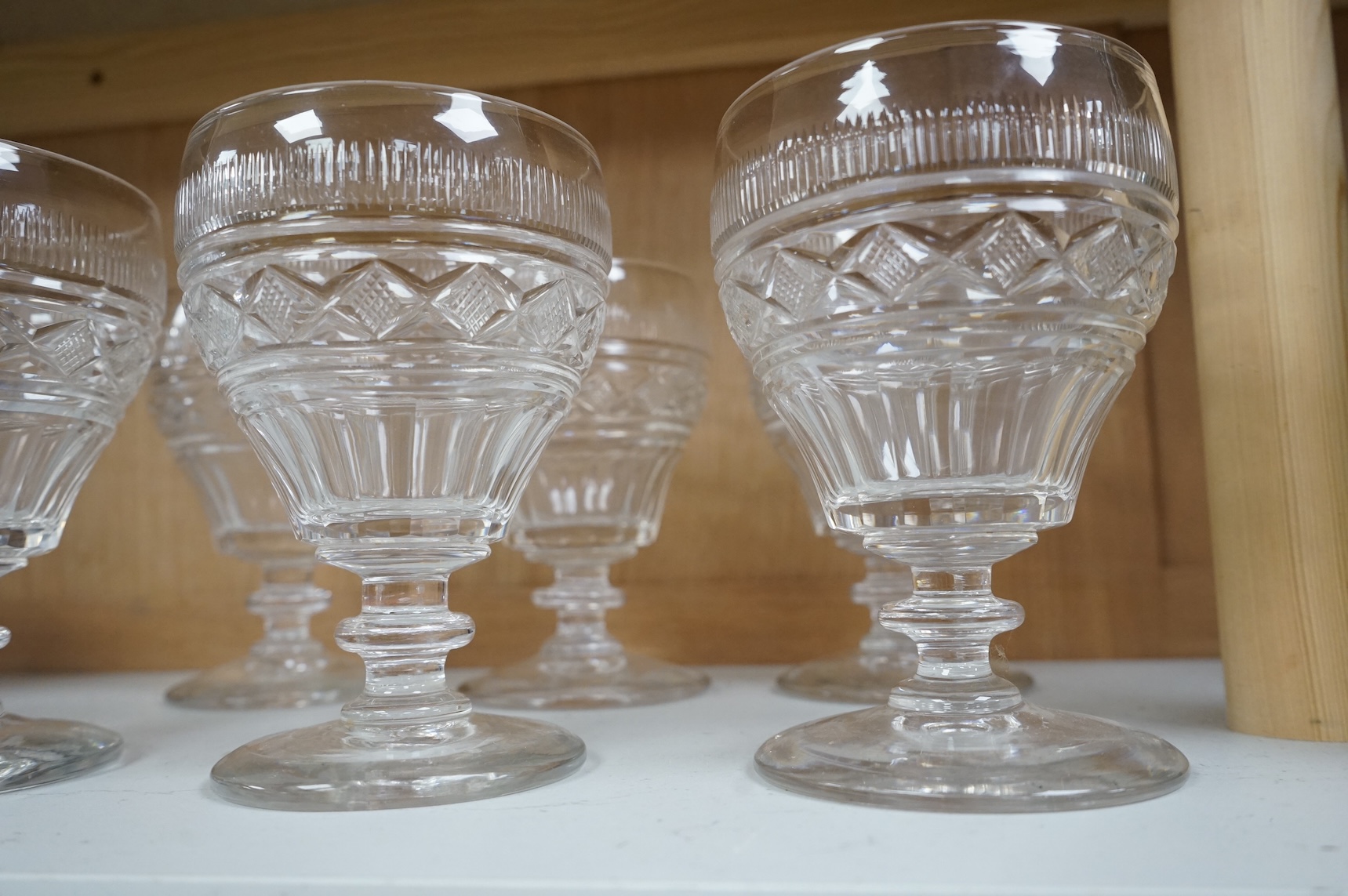 A set of six 19th century glass rummers, 16cm high